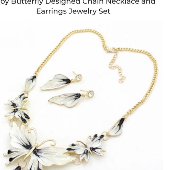 Alloy Butterfly Designed Chain Necklace and Earrings set NWT in original box - Picture 2 of 5